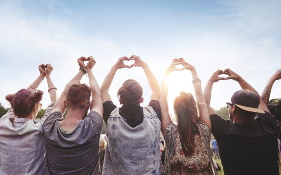 Group of people showing the heart shape